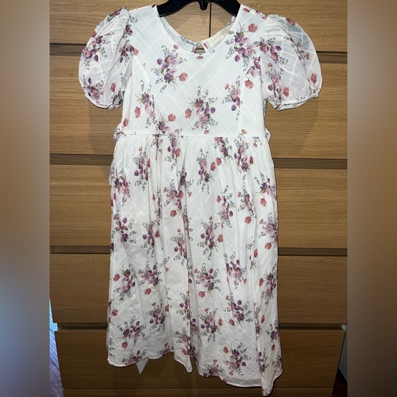 LoveShackFancy Other - LoveShackFancy girls puff sleeve white floral cotton dress size 7-8.5
